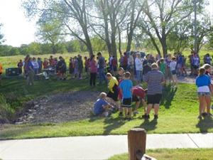 The morning group's arrival at The Prairie Heritage Center