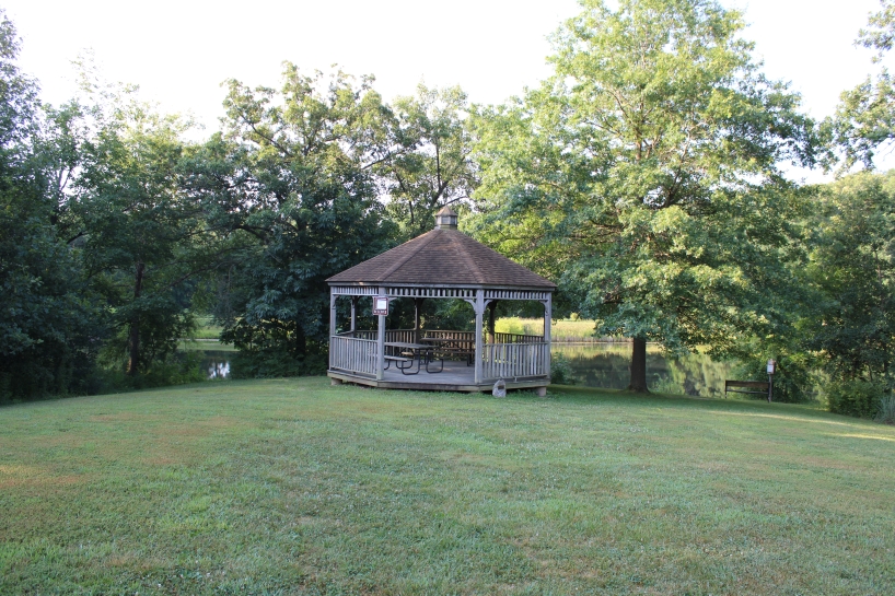 Wide View of gazebo by pond