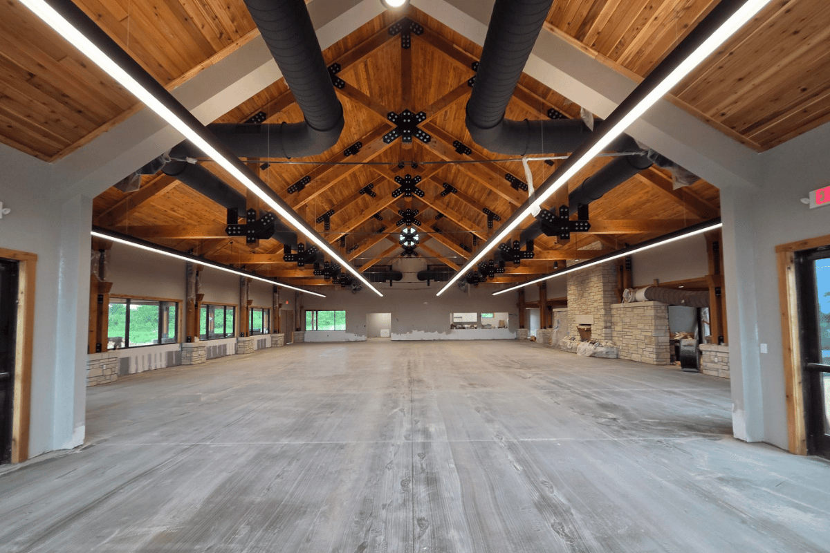 Floor under construction at Pheasant Creek lodge