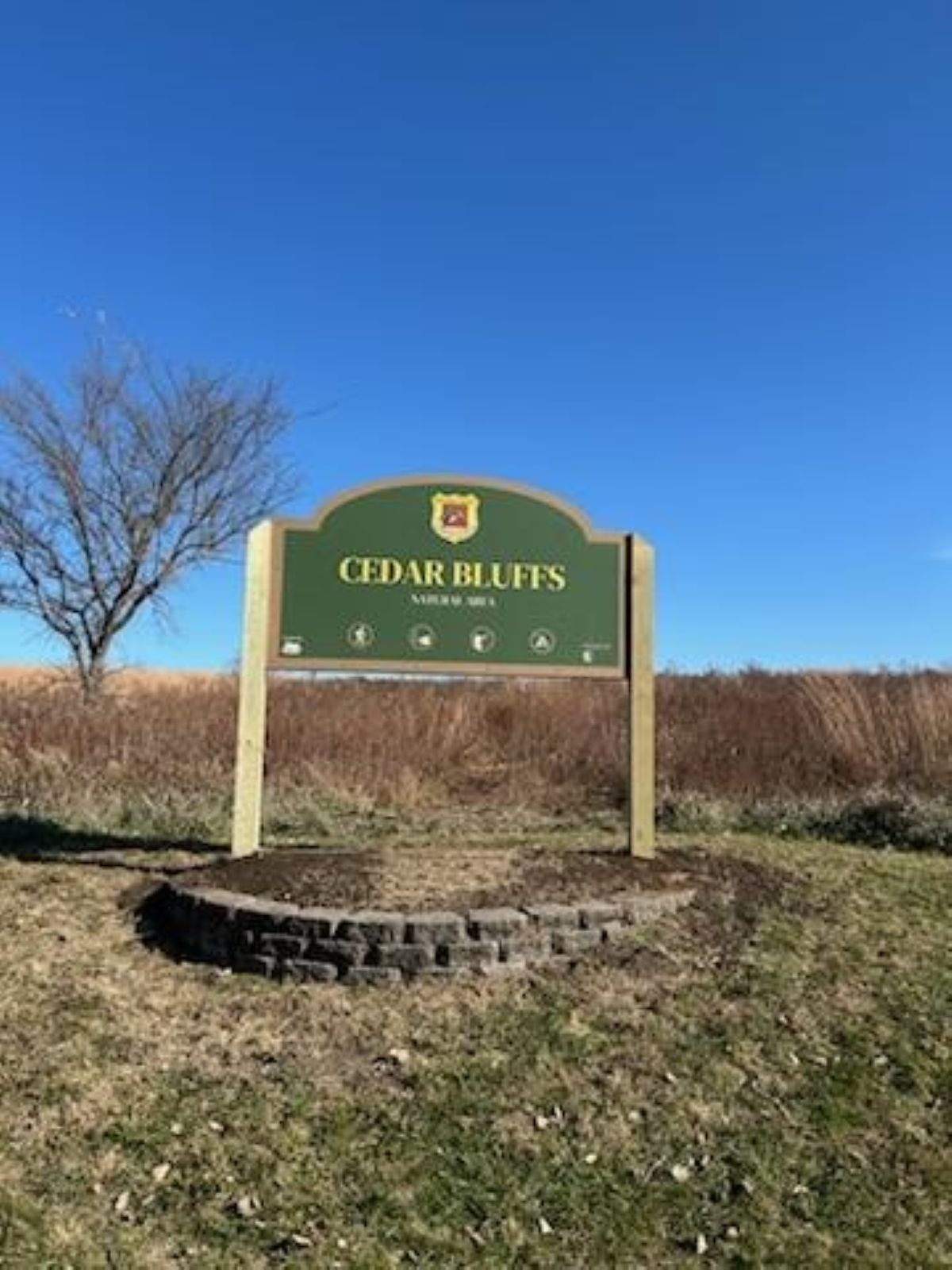 Cedar Bluffs sign 