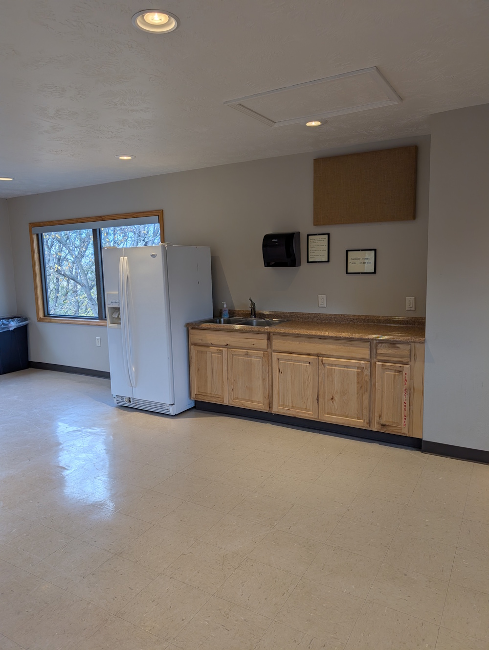 Oak Grove Lodge Kitchenette: view of fridge available to renters, and counter/prep space