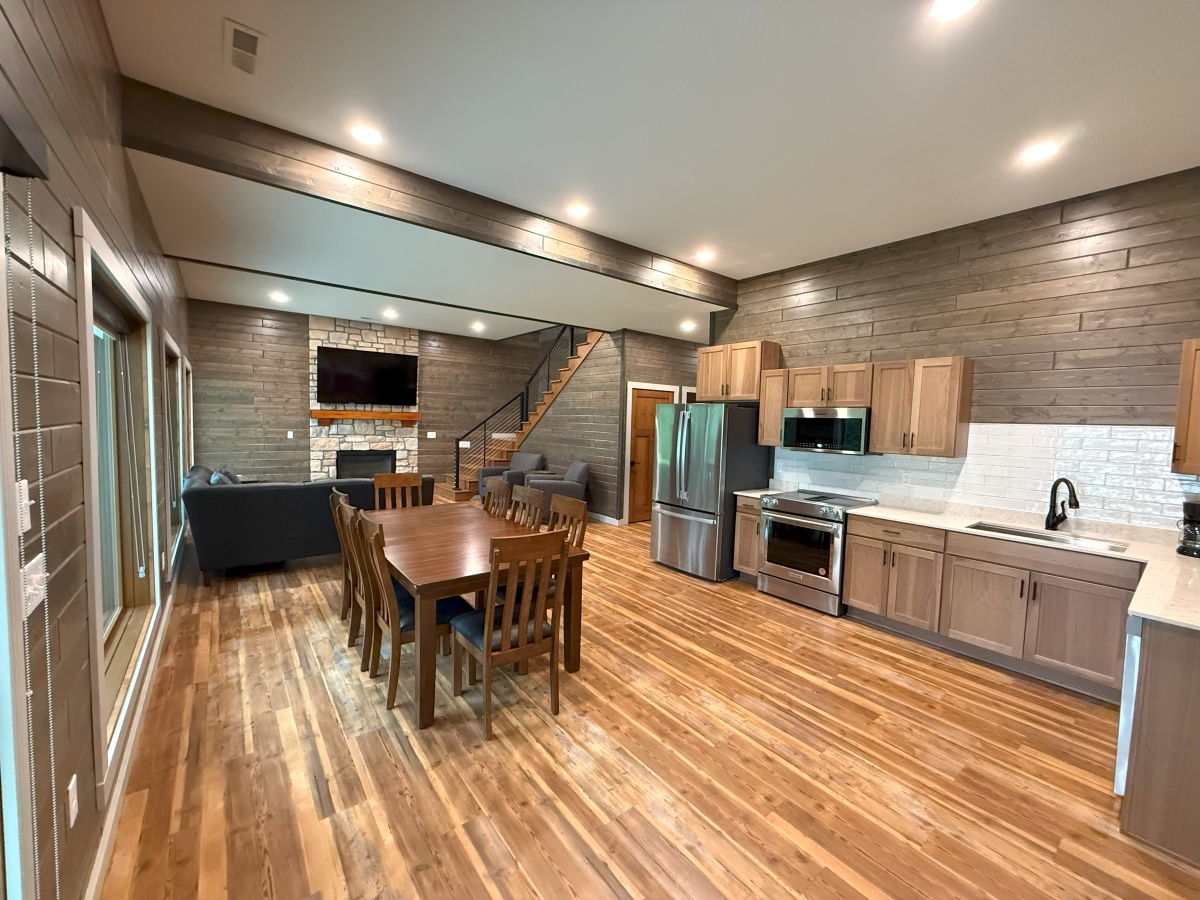 Basement living room and kitchen