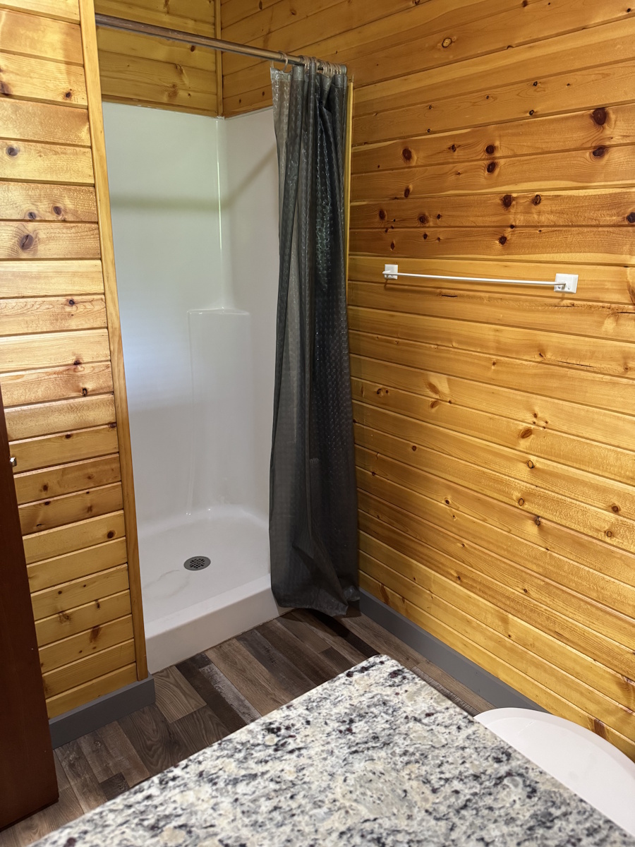South West Corner 2: Shower for cabin locatin in bathroom.