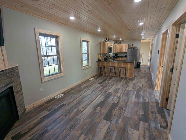 Main floor living space and kitchen