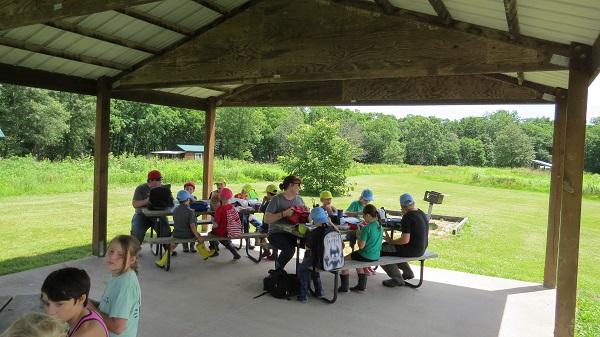 Pond Side Shelter with group