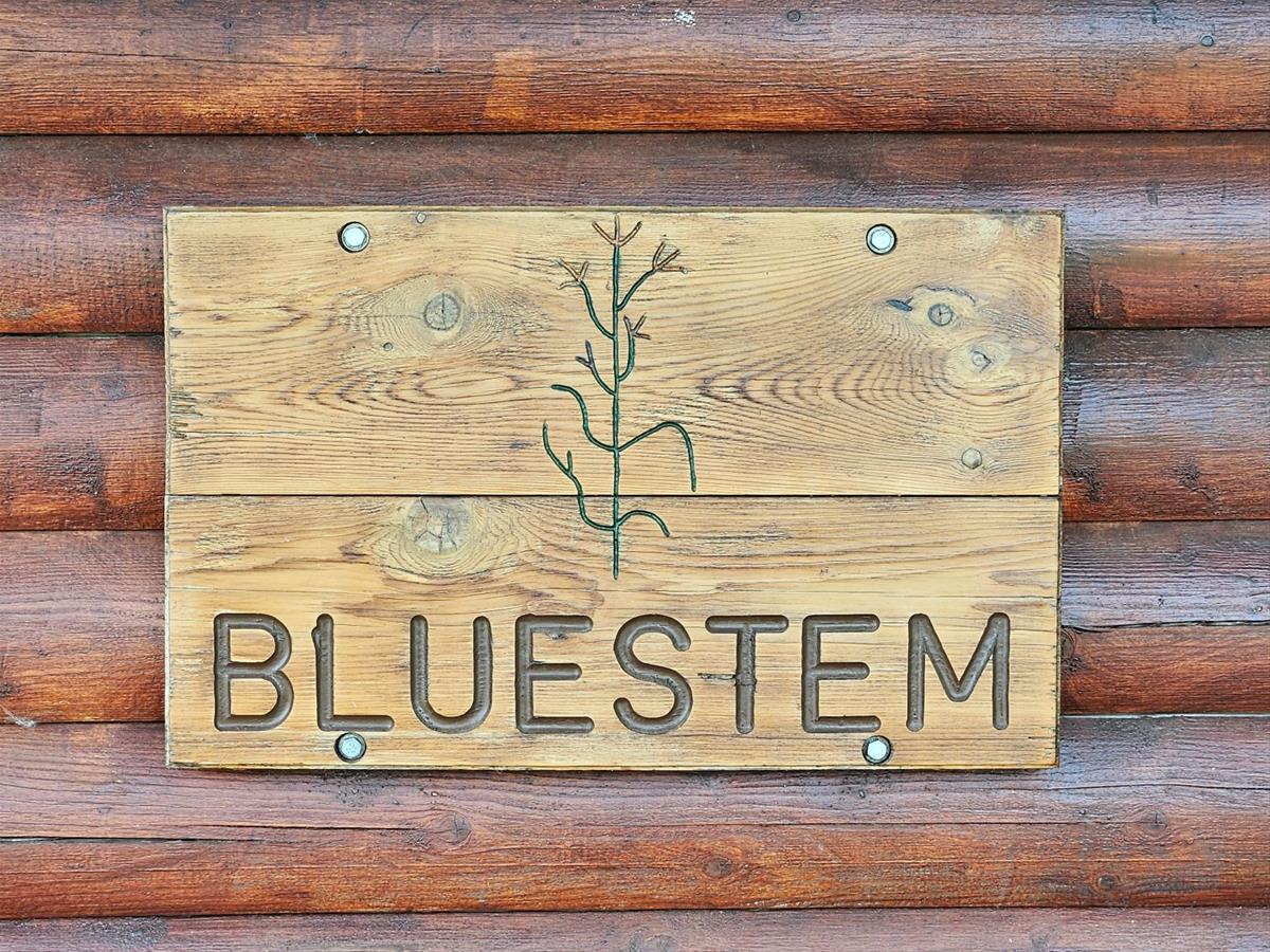 Bluestem - Wooden sign with the words "Bluestem".
