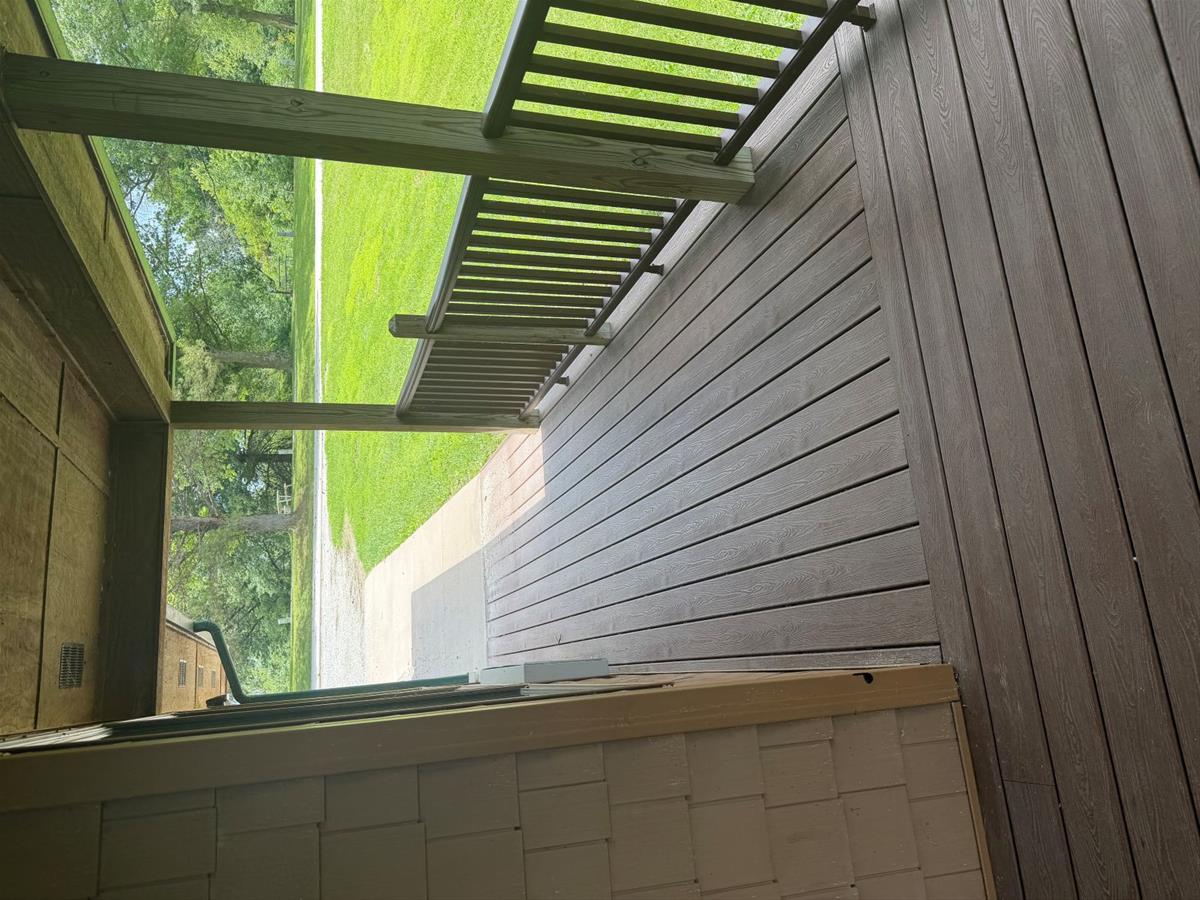 Timberview cabin outside walkway