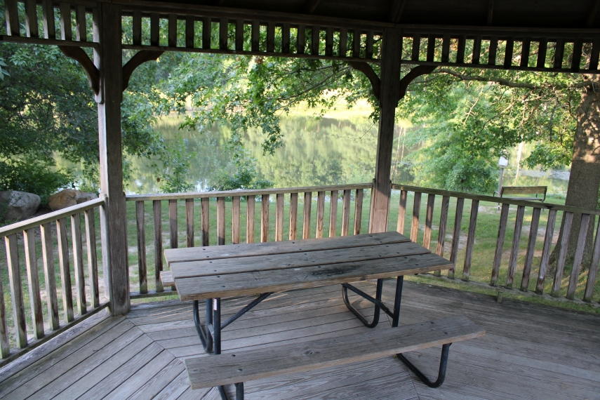 Inside overlooking pond
