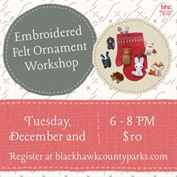 Embroidered Felt Ornament Workshop