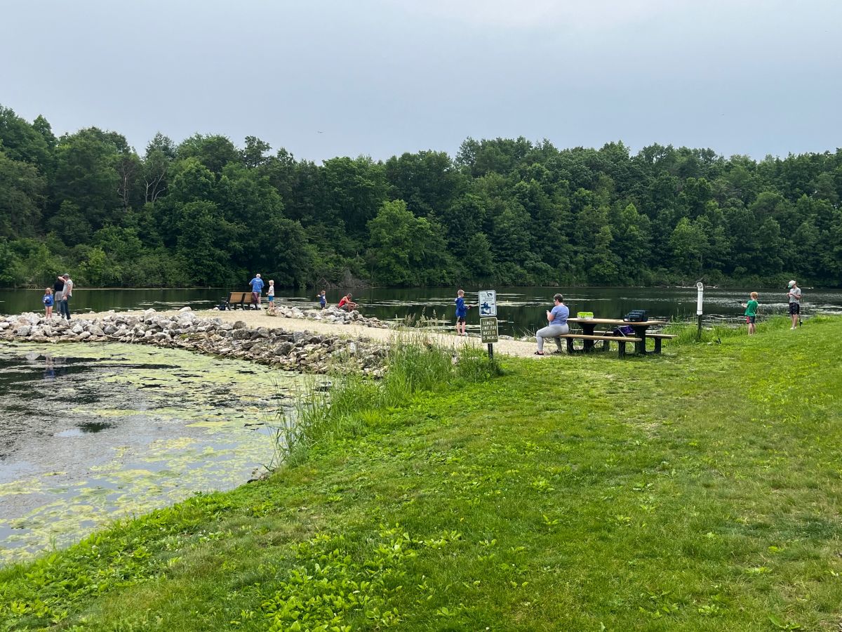 Easy fishing access from the jetty at Lake Meyer