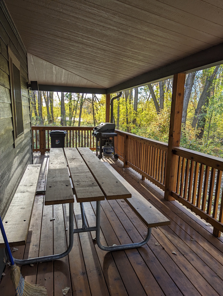 Covered Porch with Picnic Table