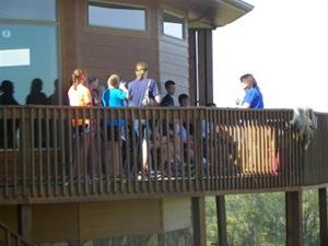 Sitting on deck of the Prairie Heritage Center learning about the wildlife in and around O'Brien Cou