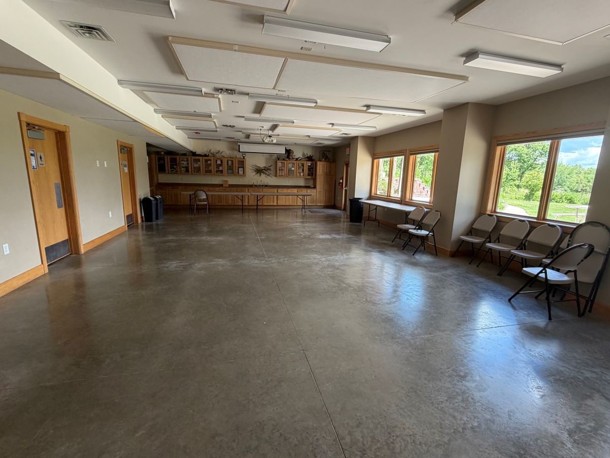 Lake Iowa Nature Center - inside view of lower level open space room